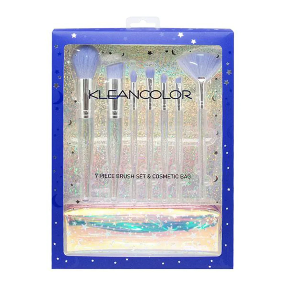 Set de brochas de 7 piezas + cosmetiquera - Kleancolor